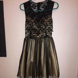 Gold & Black Lace Casual Dress